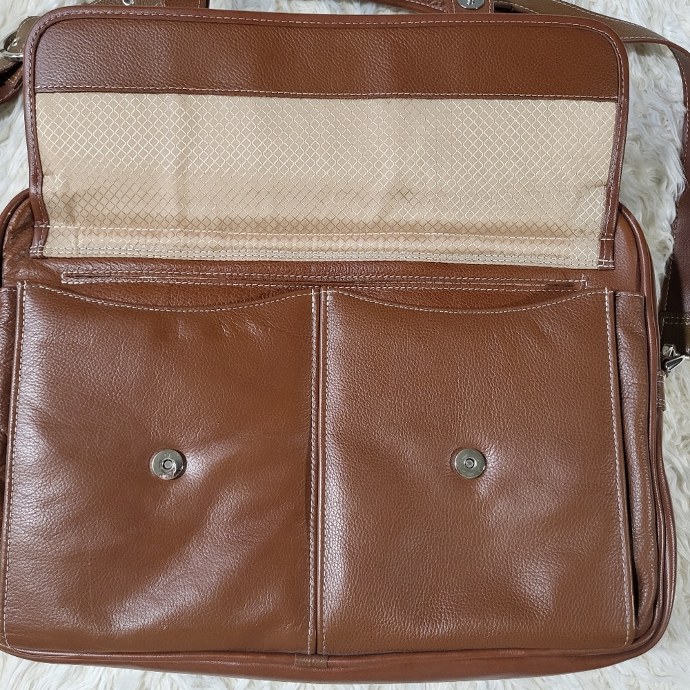 McKlein USA Kenwood 16" Leather Double Compartment Laptop Briefcase - Brown - Picture 5 of 16